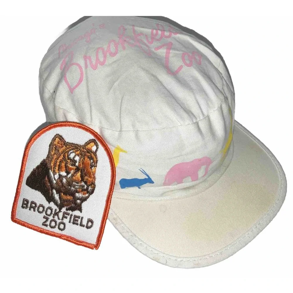 Vintage Brookfield Zoo Chicago Souvenir‎ Hat Embroidered Patch Lot Of 2 Illinois